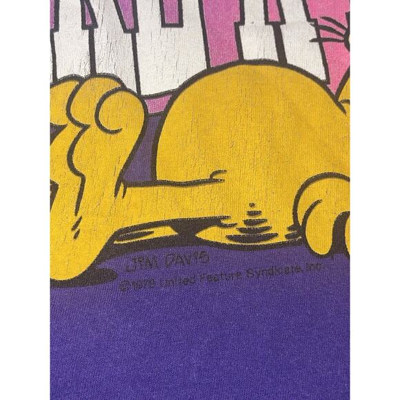 Vintage 90’s Garfield Jim Davis Big Print Graphic Purple Shirt XL RARE FIND - Picture 3 of 7